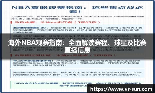 海外NBA观赛指南：全面解读赛程、球星及比赛直播信息